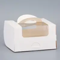 Коробка под бенто-торт с окном, белая, 14 х 14 х 8 см