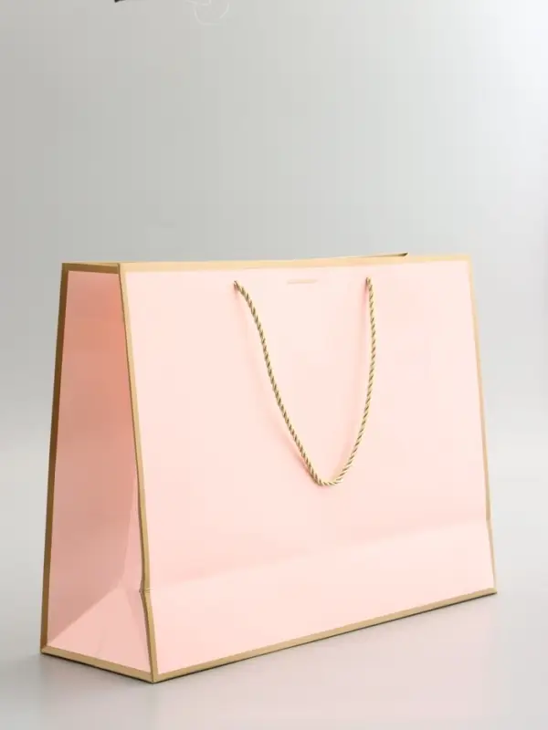 Пакет подарочный, розовый , с бантом, 43 х 32 х 14 см