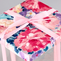 Коробка PVC, для цветов с лентой, 28 х 18 х 18 см, розовый