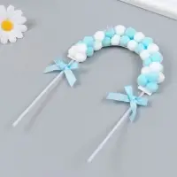 Декор для творчества "Арка из помпонов" бело-голубая 20х14 см