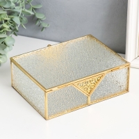 Шкатулка стекло с металлическим каркасом "Ажурная вставка. Капли" 18,5х14х6,5 см