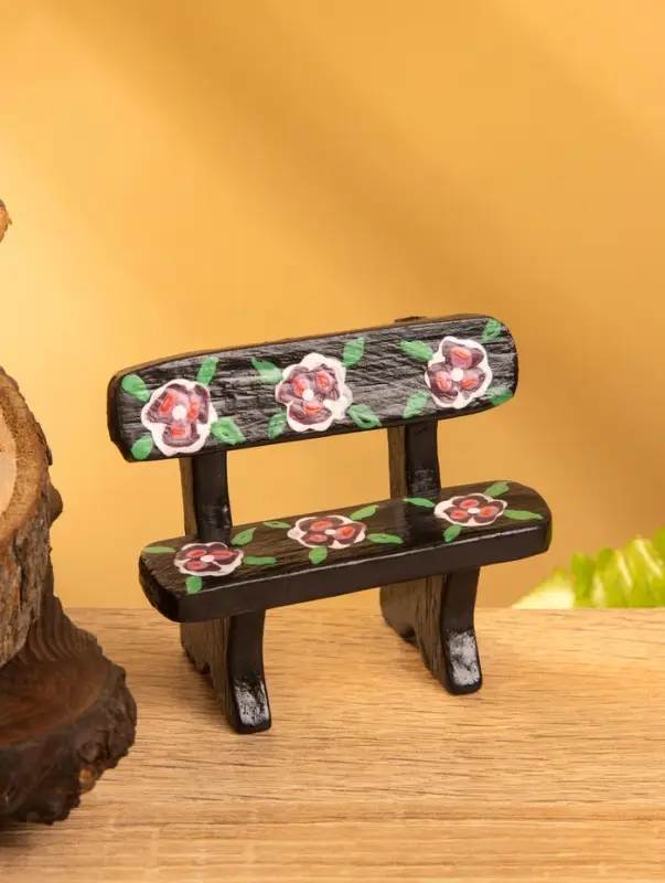 Сувенир дерево "Скамейка с цветами" цв. чёрный, 6,5х3,5х6 см