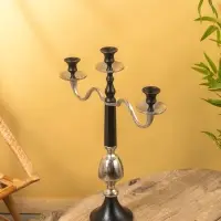Подсвечник канделябр  на 3 свечи "Тёмная Вуаль" алюминий 46х15х62 см