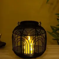 Подсвечник фонарь со стеклянной колбой 19х19х19,5 см, d 8,5 см, металл, цв. Чёрный