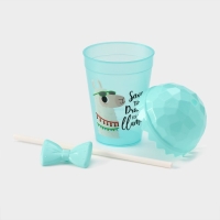 Стакан пластиковый с крышкой и трубочкой Доляна &laquo;Приключения ламы&raquo;, 500 мл, цвет МИКС