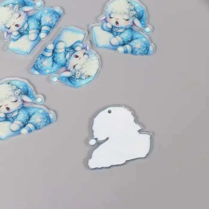 Декор для творчества акрил "Барашек в пижамке засыпает" 2,9х3,4х0,3 см