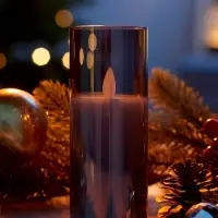 Светодиодная свеча "Серебристая" 14х5.5 см, AAx2 (не в компл.), Т/БЕЛЫЙ