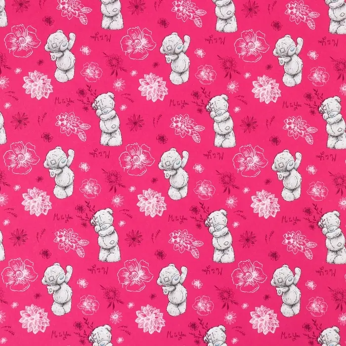 Бумага упаковочная глянцевая &laquo;Цветы&raquo;, розовая, 70х100 см