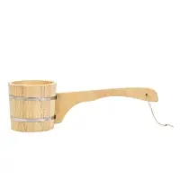 Ковш-черпак из липы 1.5л, 49 см, нержавеющий обруч, с горизонтальной ручкой