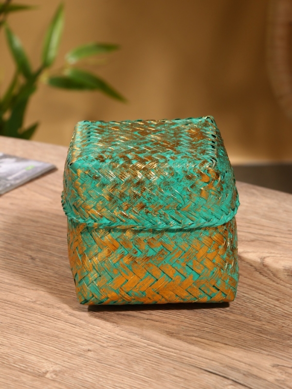 Корзинка плетеная "Голден мини" 12х12х10 см, голубой