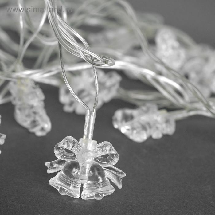 Гирлянда &laquo;Нить&raquo; 5 м с насадками &laquo;Два колокольчика&raquo;, IP20, прозрачная нить, 20 LED, свечение мульти (RG/RB), мигание, 220 В