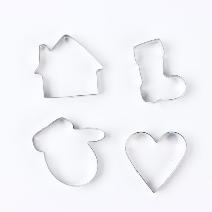 Новый год. Набор форм для печенья &laquo;Праздничные лакомства&raquo;, 4 шт