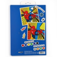 Картон цветной с блёстками, А4, 10 листов, 10 цветов, немелованный, двусторонний, в папке, 250 г/м&sup2;, Человек-паук