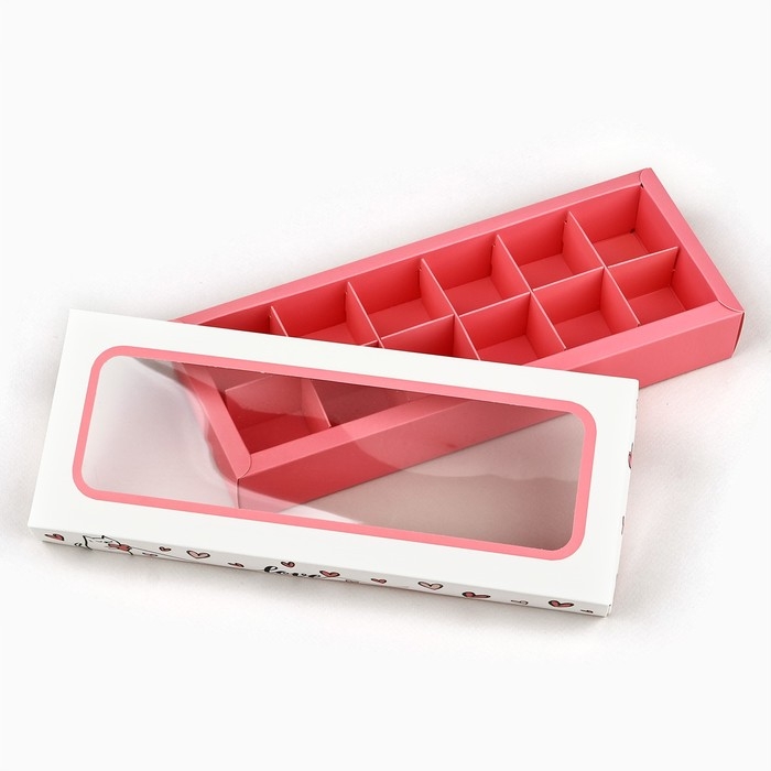 Коробка складная под 12 конфет &laquo;Сердечки&raquo;, 3,8 х 10,5 х 26,5 см