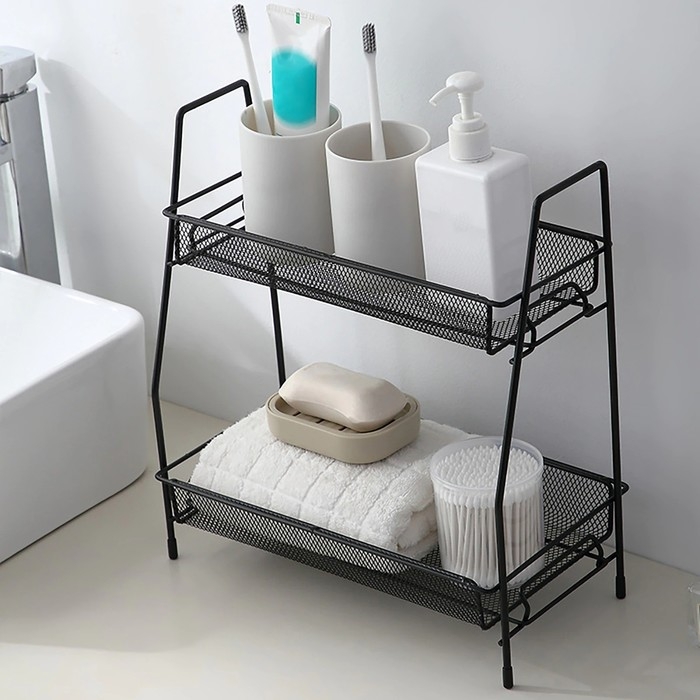 Этажерка 2х-ярусная Доляна, 31&times;17&times;32,5 см, цвет чёрный