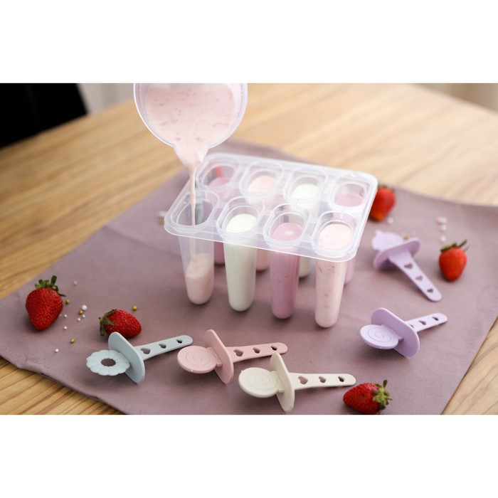 Форма для мороженого Доляна &laquo;Леденец&raquo;, 15&times;12&times;12 см, 8 ячеек, цвет МИКС