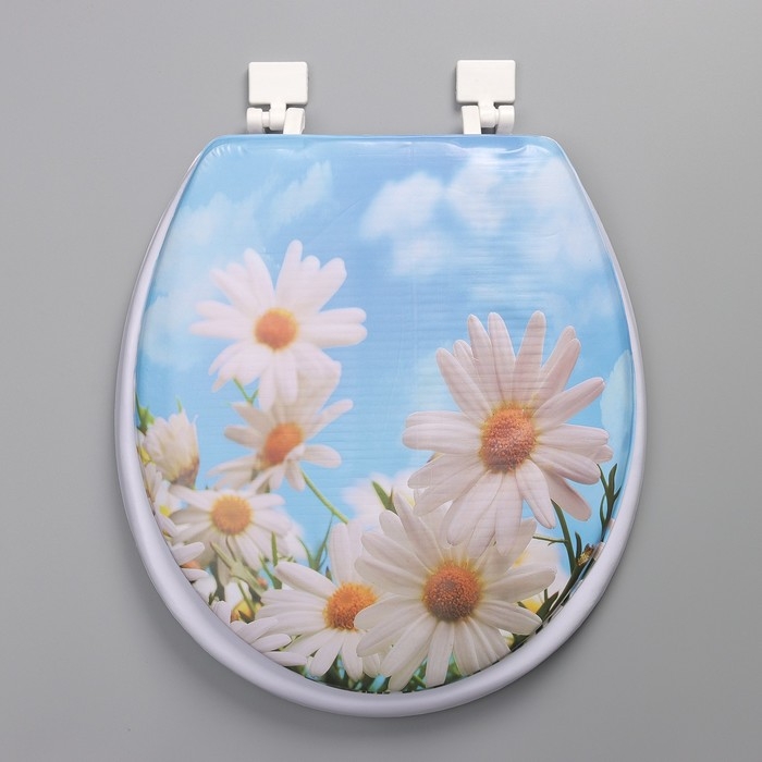 Сиденье для унитаза с крышкой Доляна &laquo;Ромашки&raquo;, 42&times;36,5 см