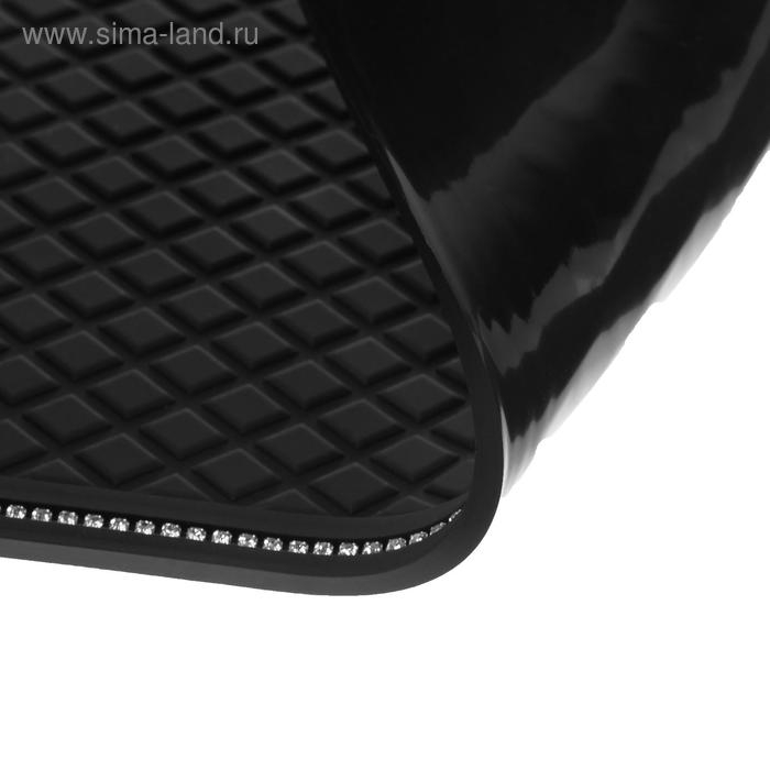 Коврик противоскользящий, стразы, 30&times;14 см, черный