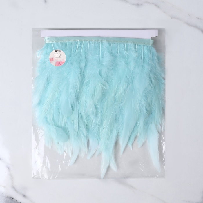 Тесьма с перьями петуха, 10-15 см, 5 &plusmn; 0,5 м, цвет мятный