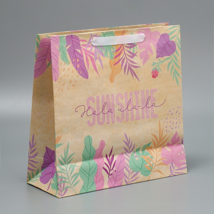 Пакет подарочный крафтовый квадратный, упаковка, &laquo;Sunshine&raquo;, 30 х 30 х 12 см