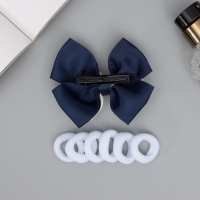 Набор для волос "Сьюзи" (зажим 8 см, 6 резинок 2,5 см) классика, сине-белый