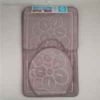 Набор ковриков для ванной и туалета Доляна, 3 шт, 36&times;43, 40&times;50, 50&times;80 см, цвет серый