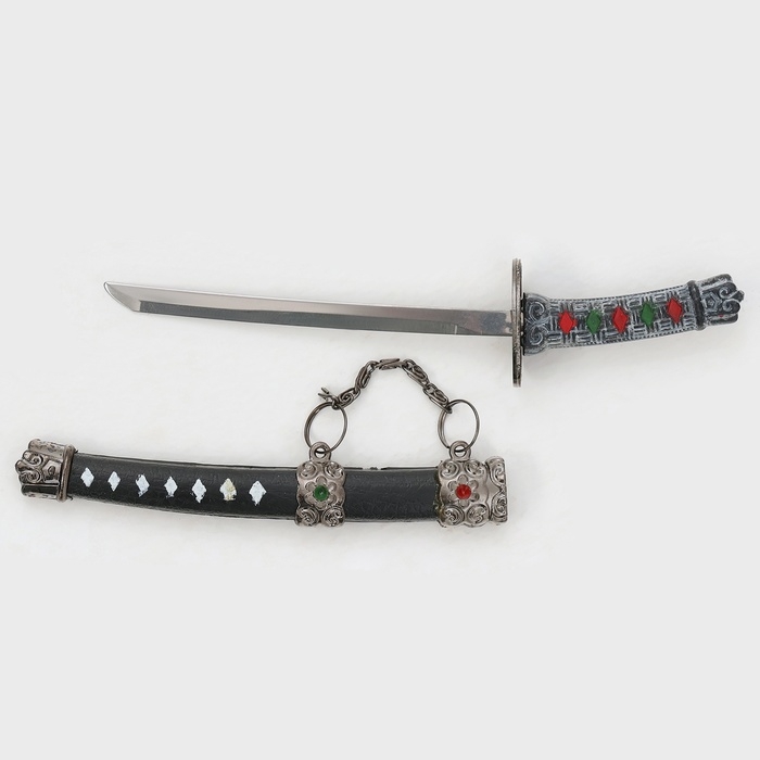 Сувенирное оружие &laquo;Катана на подставке&raquo;, коричневые ножны, микс, 17см