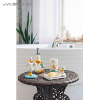 Набор аксессуаров для ванной комнаты &laquo;Утиные истории&raquo;, 4 предмета (дозатор 200 мл, мыльница, стакан, подставка для щёток), цвет белый