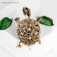 Брошь &laquo;Черепашка&raquo; в крупных стразах, цветная в чернёном золоте