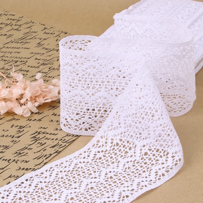 Кружево вязаное, 115 мм &times; 10 &plusmn; 1 м, цвет белый