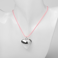 Кулон на шнурке &laquo;Сердце&raquo; объёмное, цвет серебро с розовым, 30+5 см