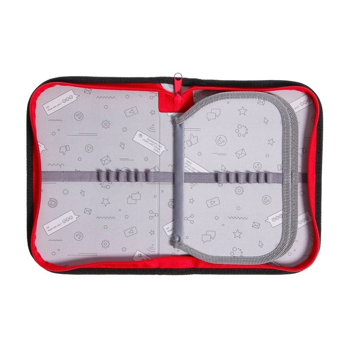 Пенал 3 секции, вкладка внутри, 140 х 210 х 40 мм, тканевый, Calligrata TOP Block "Дино"