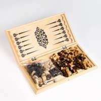 Настольные игры 3 в 1: нарды, шахматы, шашки, деревянные, большие, 40 х 40 см