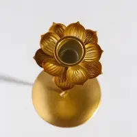 Подсвечник металл на 1 свечу "Жасмин" золото d=2,5 см 9х9х20,5 см