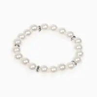 Набор детский &laquo;Выбражулька&raquo; 2 предмета: бусы, браслет d=6 см. жемчуг, белый в серебре