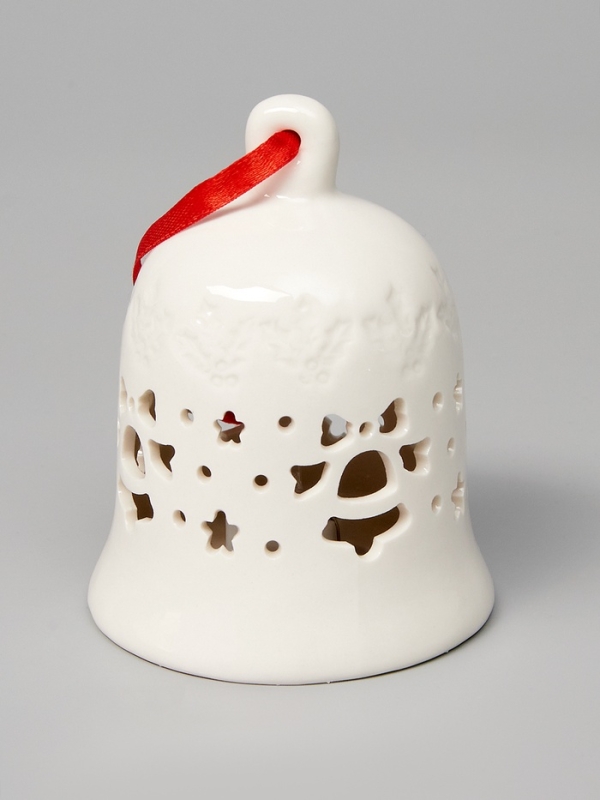 Елочный шар "Колокольчик" 10.5х8.3х8.3, 1 LED, LR44x3(в компл.), Т/БЕЛЫЙ