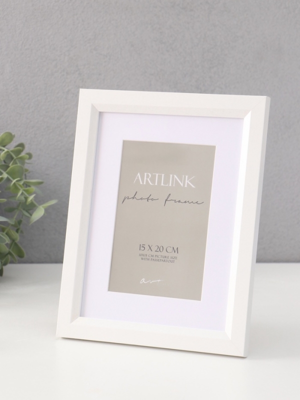 Фоторамка МДФ "Anna" 15х20 см, с паспарту (10х15 см), белый (пластиковый экран)