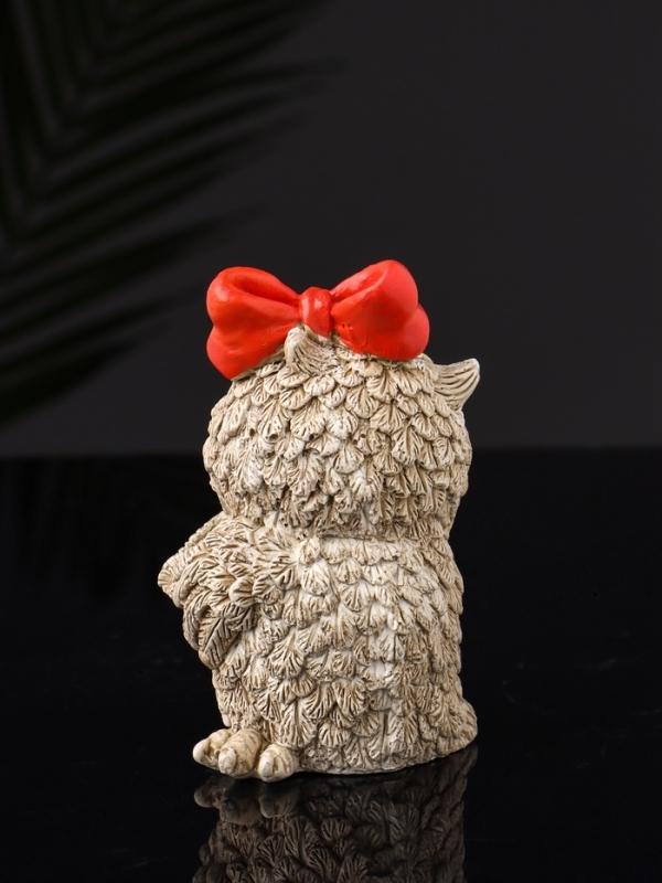 Набор фигур "4 совы на подносе" размер 20х10х10 см, бежевый