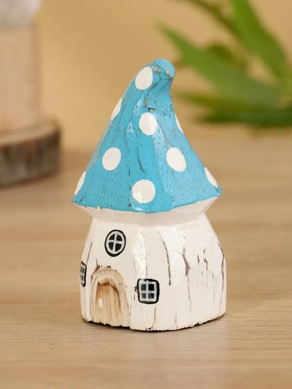 Сувенир "Гномий домик" дерево 5,5х5,5х10 см, цв. бело-синий