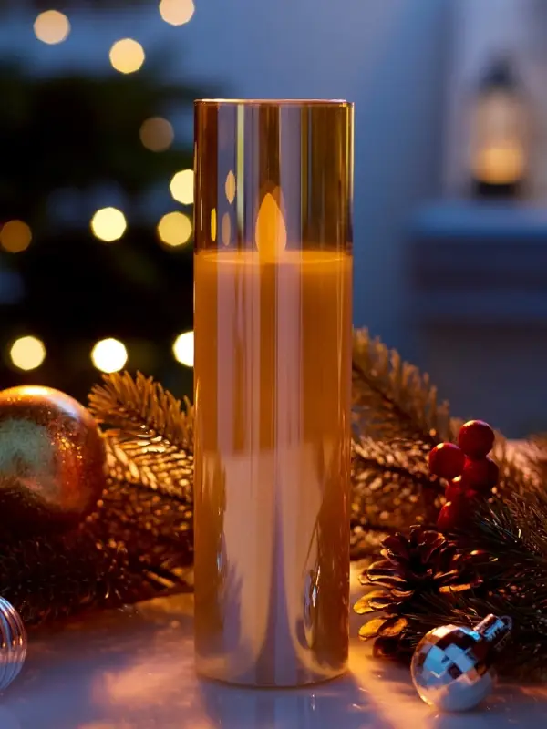 Светодиодная свеча "Золотистая" 20х5.5 см, AAx2 (не в компл.), Т/БЕЛЫЙ