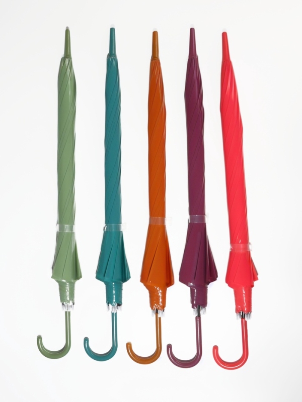 Зонт-трость п/авт R45/53 8сп ПВХ ГЛЯНЕЦ ручка-крюк МИКС