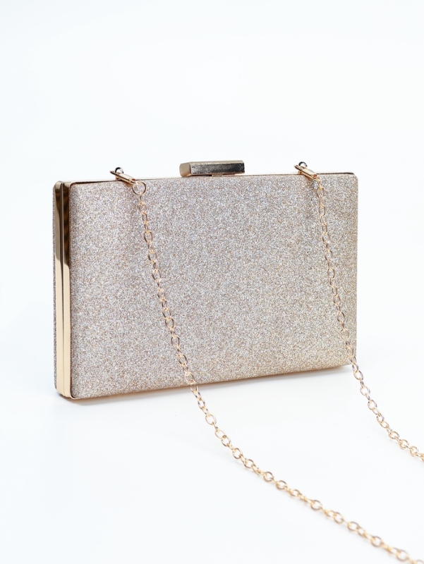 Сумка жен,  22*4*12 см, отд на фермуаре, цепь, золото