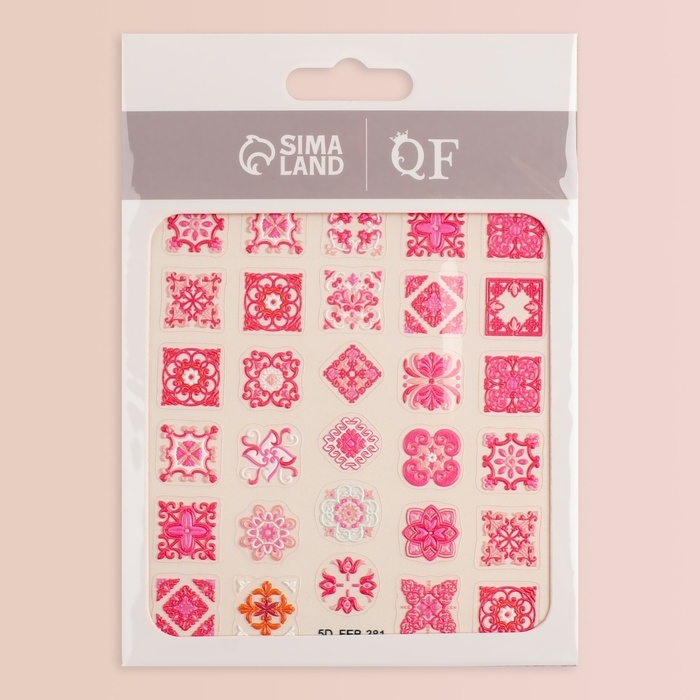 Наклейки для ногтей &laquo;Розовая мозаика&raquo;, объёмные, цвет розовый