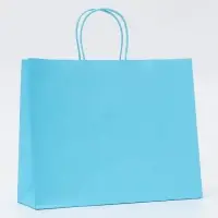 Пакет крафт голубой, круглая ручка, 31.5&times;25&times;11.5 см, 120 г