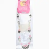 Бусы детские "Выбражулька" стиль, бабочка, цвет бело-розовый в серебре