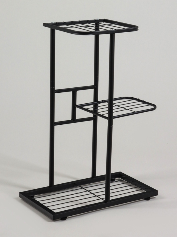 Подставка для цветов Greengo, 3 полки, 43 &times; 22 &times; 57 см, напольная, металл, чёрная