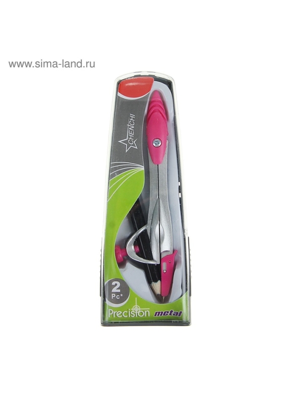 Циркуль металлический 115 мм, с чернографитным карандашом в пластиковом пенале, МИКС