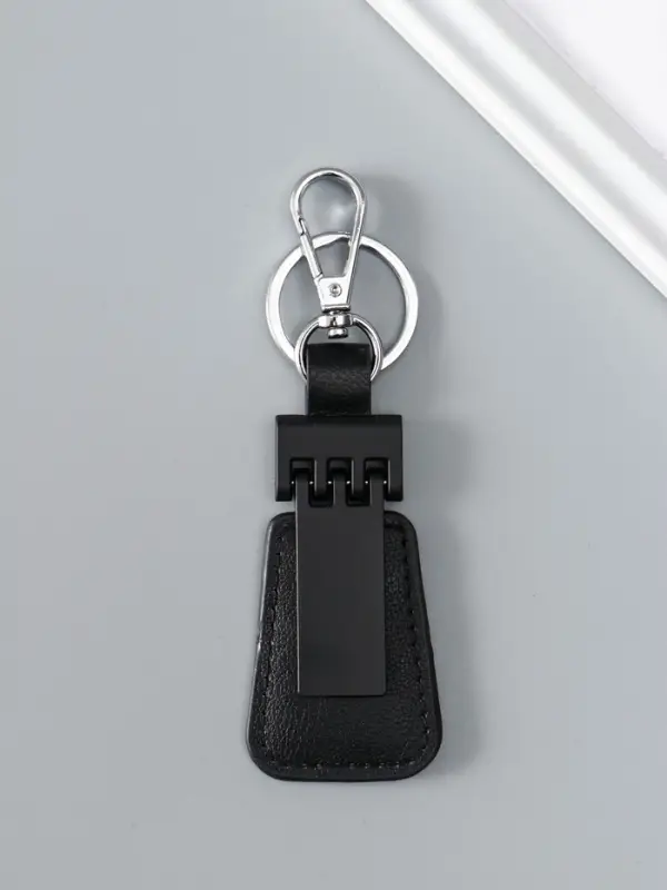 Брелок под нанесение кожзам, металл размер окна 3,7х1,7 см, чёрный матовый 13х4х0,7 см