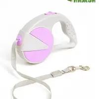 Рулетка - поводок для собак, лента 3 м, серая/сиреневая