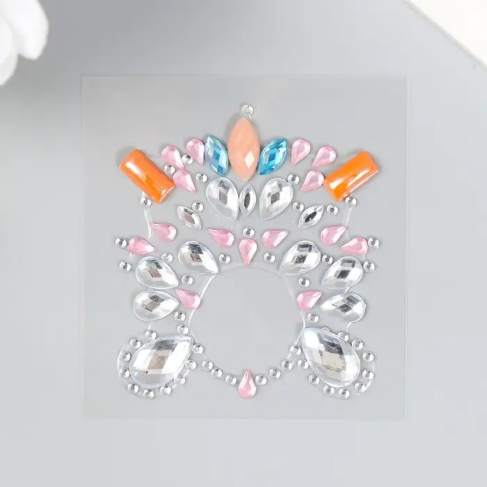 Наклейка пластик стразы "Украшение. Вспышка" МИКС 5,5х5,9 см